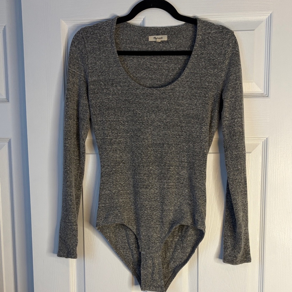 Madewell Heather Gray Long Sleeve Bodysuit  size small